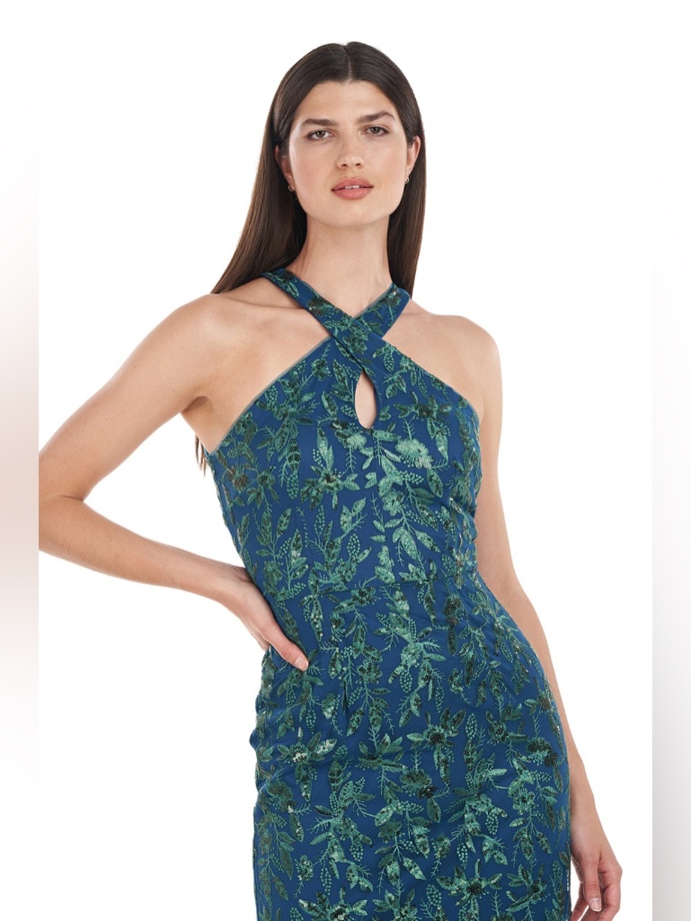 NWT JS Collections Rebecca keyhole column gown sz 10 - Picture 3 of 13